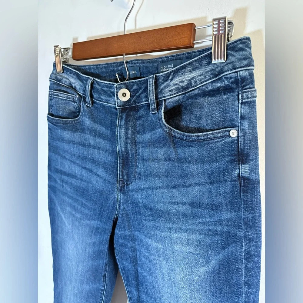 J. Jill High-Rise‎ Fringed-Hem Straight-Leg Jeans Size 4 EUC 0238 - Picture 2 of 10